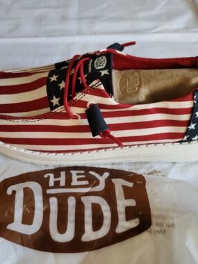 *NEW* Hey Dude Wendy Americana American Flag Shoes Sneakers Size Women's 5